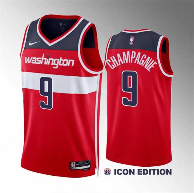 Mens Washington Wizards #9 Justin Champagnie Red Icon Edition Stitched Basketball Jersey Dzhi 500w
